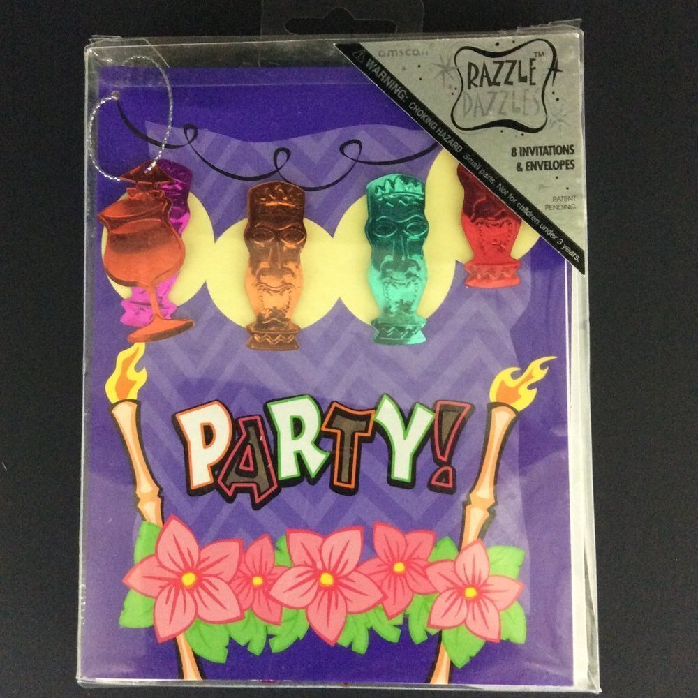 PARTY Invitations Tiki Hawaiian Luau 3 Packs of 8
